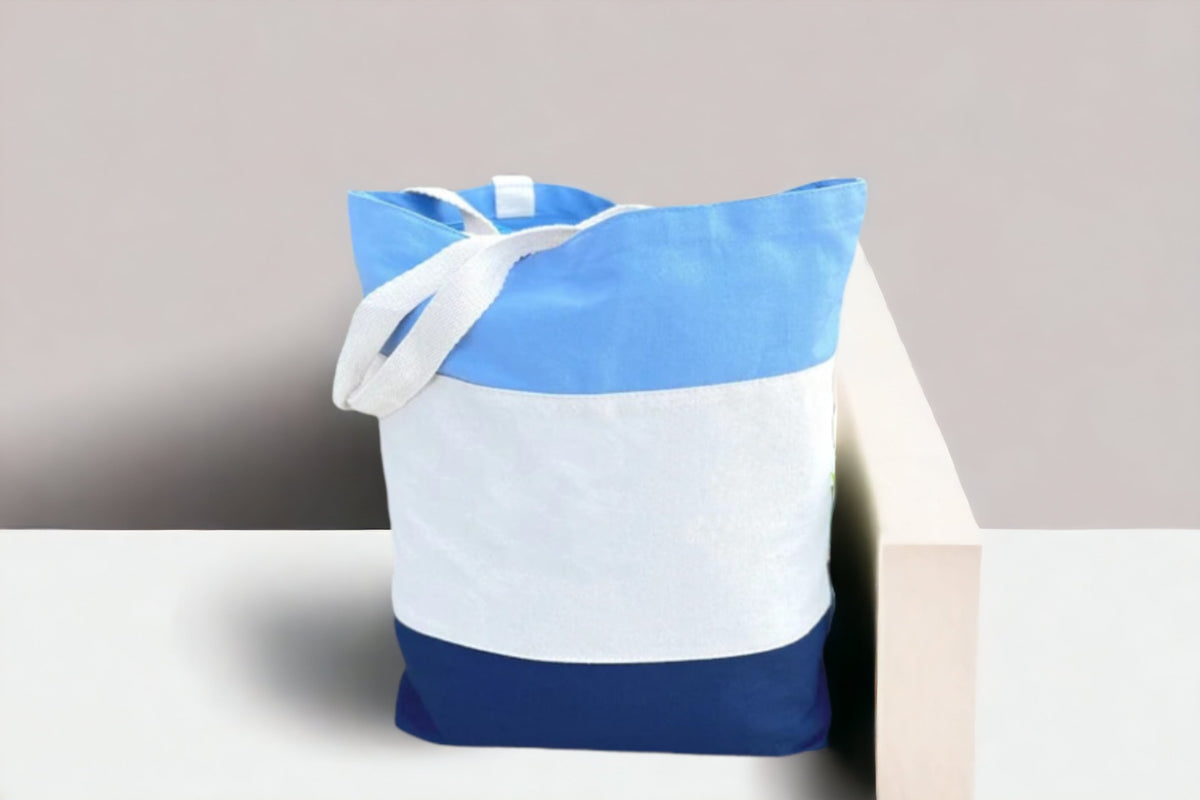 Heavy Canvas Tri-Color Tote Bags