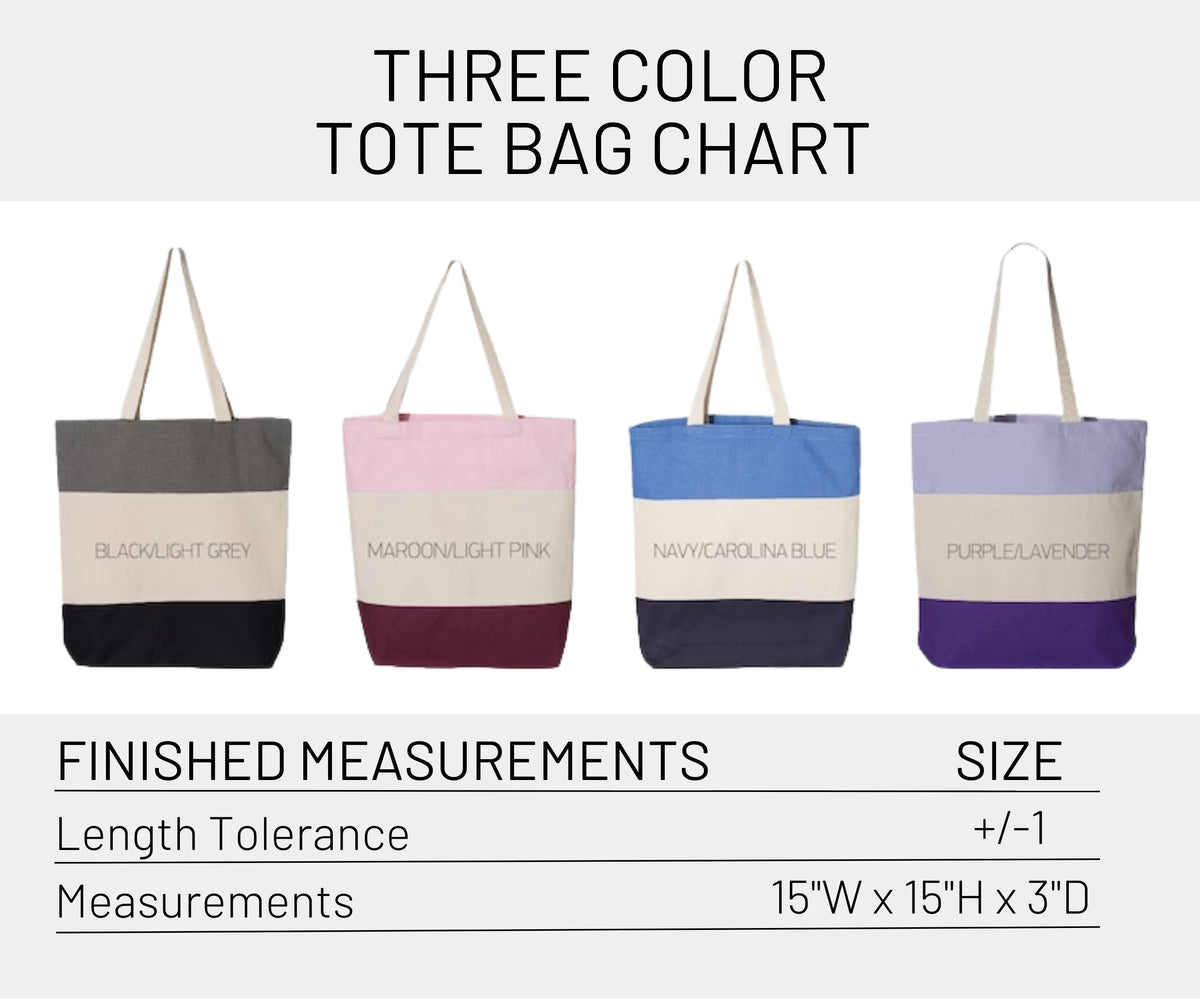 Heavy Canvas Tri-Color Tote Bags